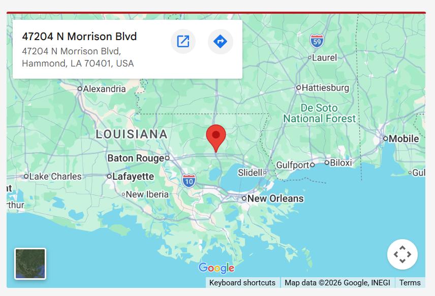 Map showing the ESS facility location in Hammond, Louisiana